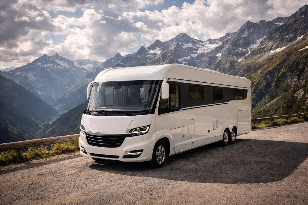 Vollintegriertes Reisemobil mit durchgehender Karosserie und großem Wohnraum